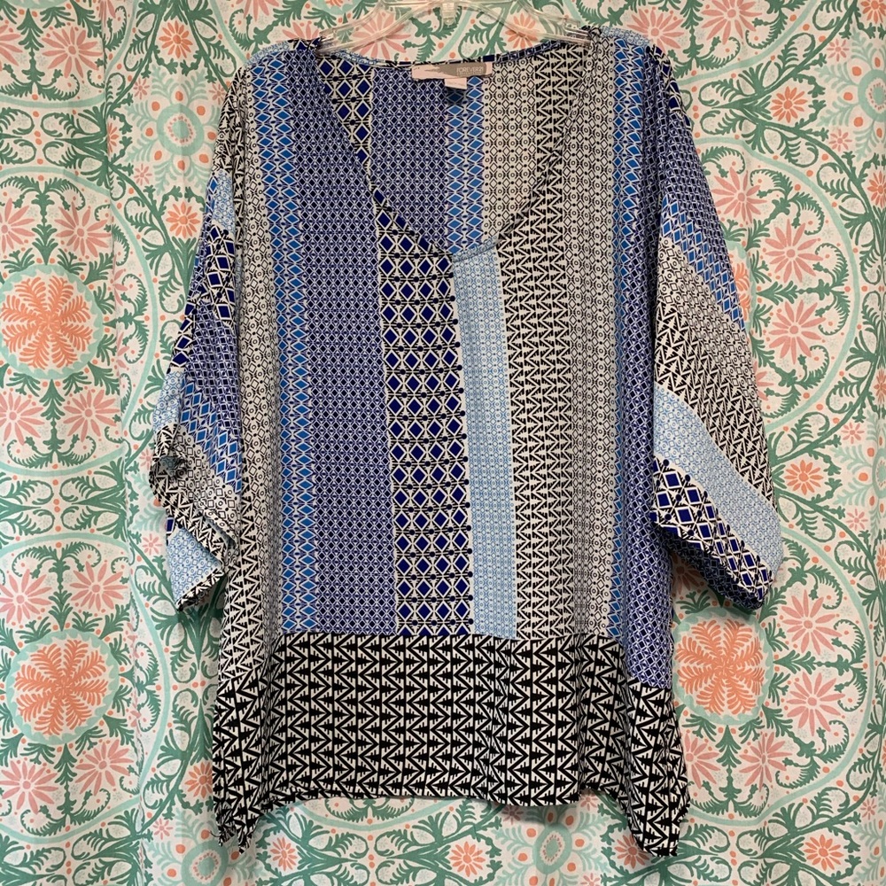 Women’s Forever 21 Pattern Top, Blue, Small